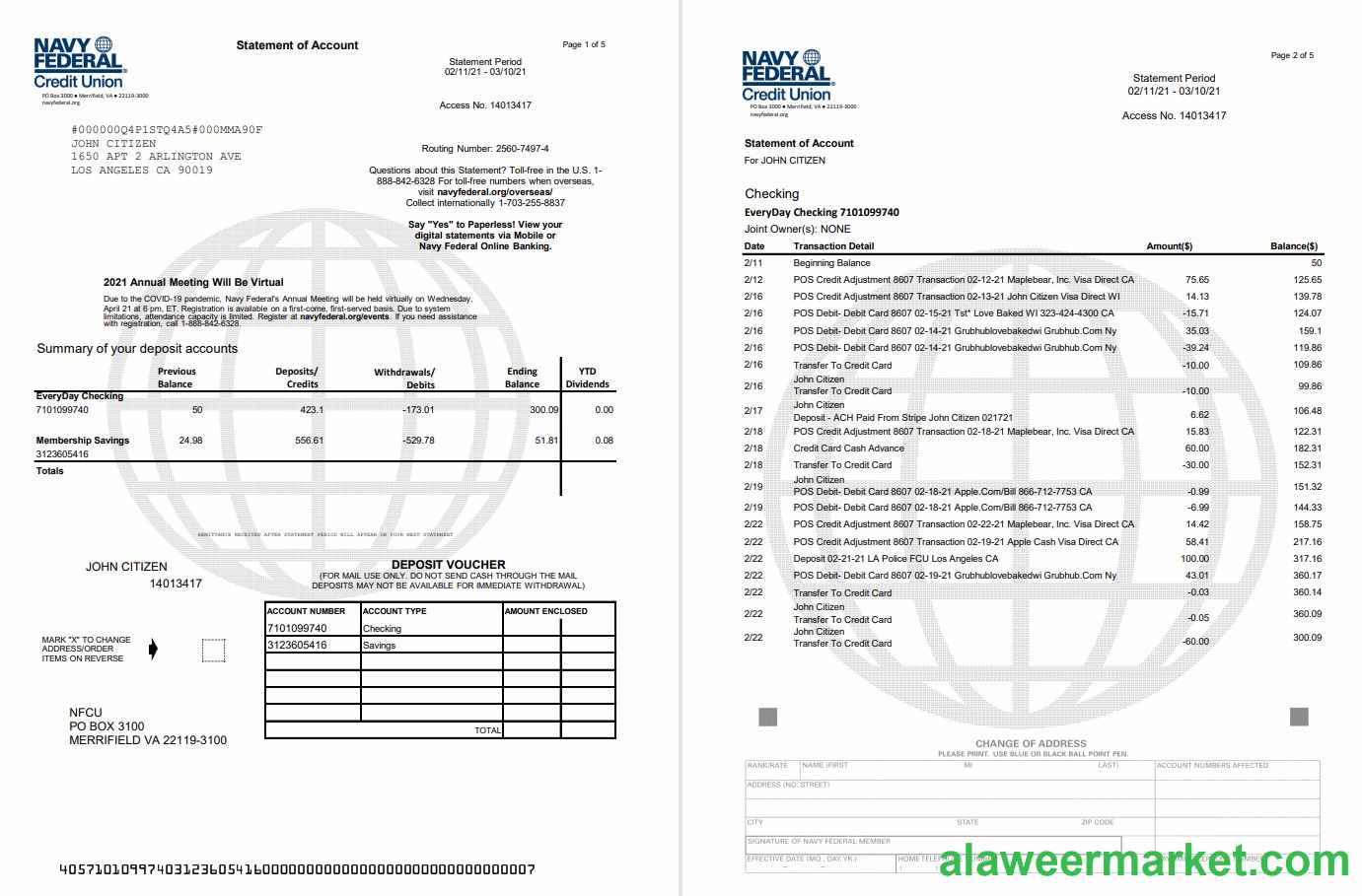 USA Navy Federal 5 pages excel pdf